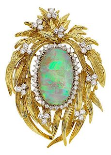 Opal, Diamond, Gold Brooch