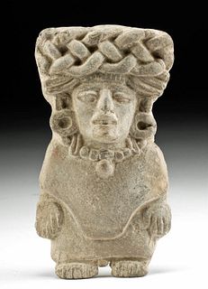 Zapotec Pottery Standing Figure w/ Braided Hat