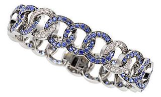 Sapphire, Diamond, White Gold Bracelet, Diane Griswold Johnston