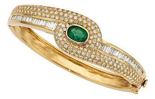 Emerald, Diamond, Gold Bracelet