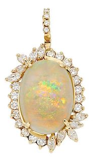 Opal, Diamond, Gold Pendant