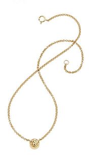 Colored Diamond, Gold Pendant-Necklace