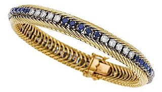 Diamond, Sapphire, Gold Bracelet