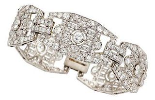 Art Deco Diamond, Platinum Bracelet, French
