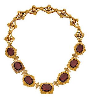Antique Garnet, Gold Necklace