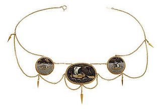 Antique Shakudo, Gold Necklace