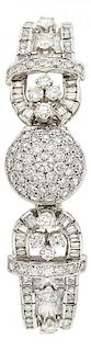 Longines Lady's Diamond, Platinum Covered Dial Bracelet Watch