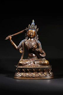 Qing: A Bronze Manjushri Statue