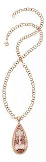 Morganite, Diamond, Pink Gold Pendant-Necklace