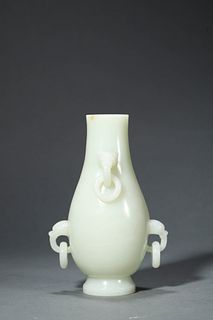 Qianlong Period of the Qing Dynasty: A Carved White Jade Vase