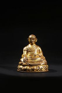 Qing: A Gilt Bronze Lama Statue