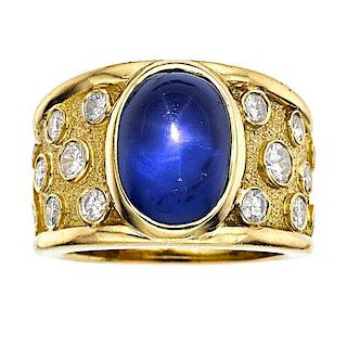 Star Sapphire, Diamond, Gold Ring, Julius Cohen