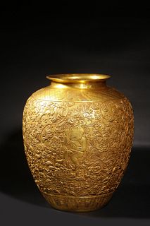 Qing Dynasty: A Gilt Bronze Jar