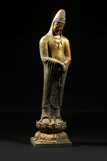 Early Qing Dynasty: A Gilt Bronze Standing Guanyin Statue