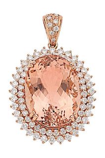 Morganite, Diamond, Pink Gold Necklace