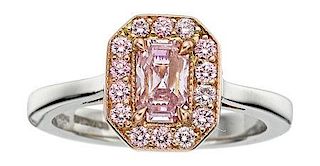Fancy Intense Pink Diamond, Colored Diamond, Platinum, Pink Gold Ring
