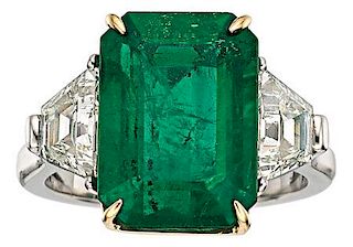 Emerald, Diamond, Platinum Ring, Piranesi