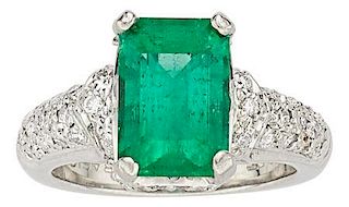 Emerald, Diamond, Platinum Ring, Verragio