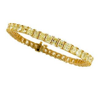 Fancy Yellow Diamond, Gold Bracelet