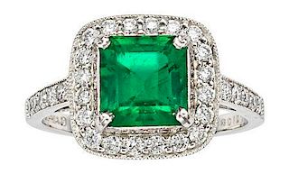 Emerald, Diamond, Platinum Ring, Sophia D.