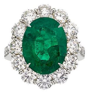 Emerald, Diamond, Platinum Ring, Piranesi