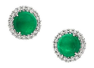 Emerald, Diamond, White Gold Earrings, Piranesi