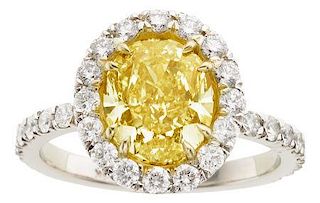 Fancy Intense Yellow Diamond, Diamond, Platinum, Gold Ring