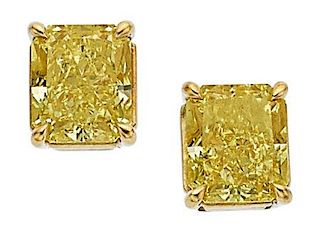 Fancy Intense Yellow Diamond, Gold Earrings, Tiffany & Co.