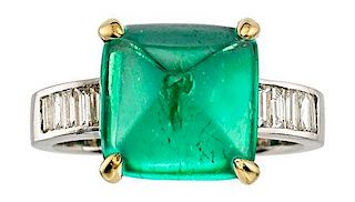 Colombian Emerald, Diamond, White Gold Ring
