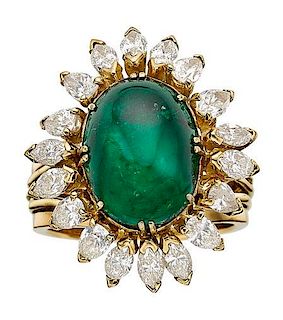 Emerald, Diamond, Gold Ring