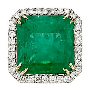 Colombian Emerald, Diamond, Platinum Ring