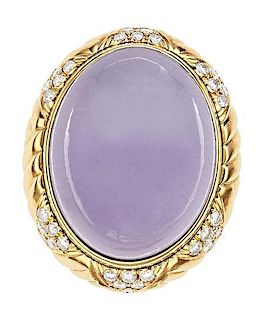 Lavender Jade, Diamond, Gold Ring