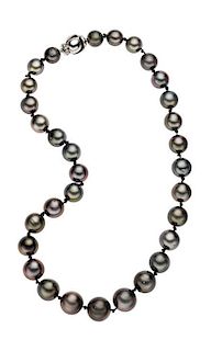 South Sea Cultured Pearl, Diamond, White Gold Necklace