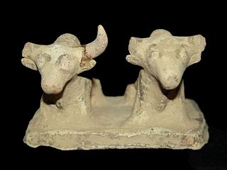INDUS VALLEY TWIN CLAY BULL FIGURE