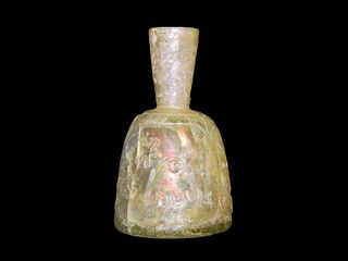 A RARE WHEEL CUT GLASS BOTTLE PERSIA 9TH/10TH CENTURY