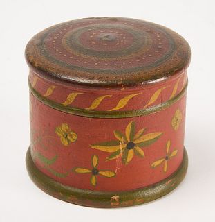 Turned Covered Paint-Decorated Canister