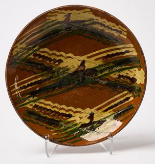 Redware Slip-Decorated Plate