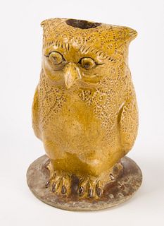 Moravian Stoneware Owl Jar