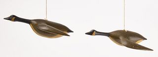 Pair of Miniature Painted Wood Carved Canada Geese