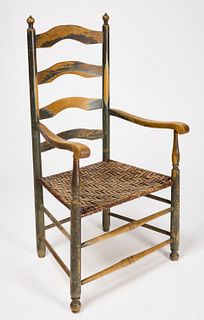 Ladder Back Arm Chair with Rush Seat