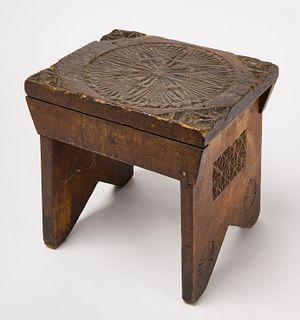 Early Foot Stool with Carving