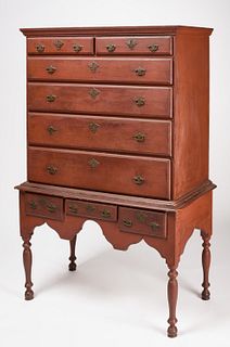 Fine William and Mary Painted Highboy