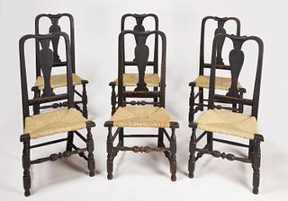 Set of Six Transitional Queen Anne Chairs