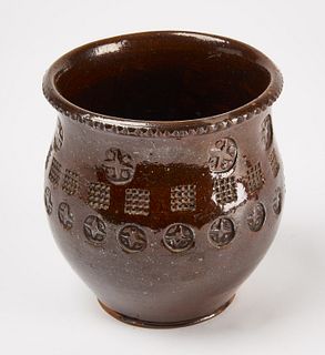 Redware Jar with Stamped Decoration