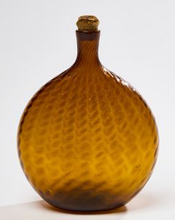 Amber Glass Broken Swirl Grandfather Bottle