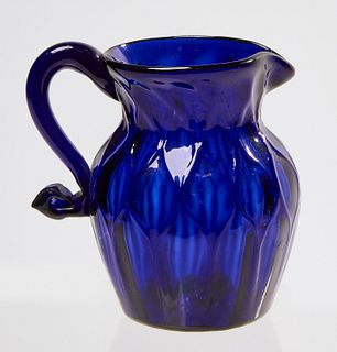 Small quilted blue pitcher