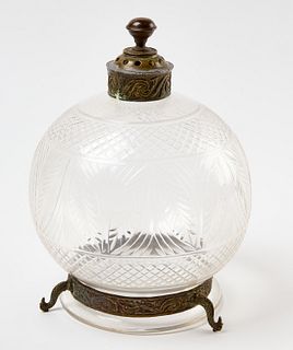 Clear Cut Glass Lamp with Smoke Bell