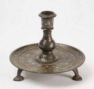 Indian Candle Stick with Silver Inlay