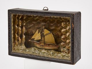 Diorama of Ship on the Ocean