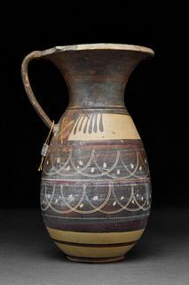 AN ETRUSCAN-CORINTHIAN POTTERY OLPE - EX. MUSEUM